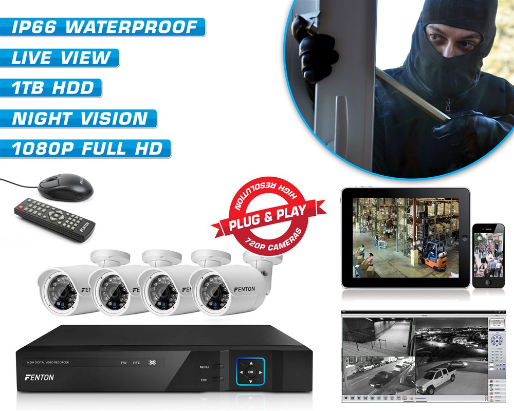 Fenton HD CCTV kamerový systém 4 kamery s vysokým rozlišením