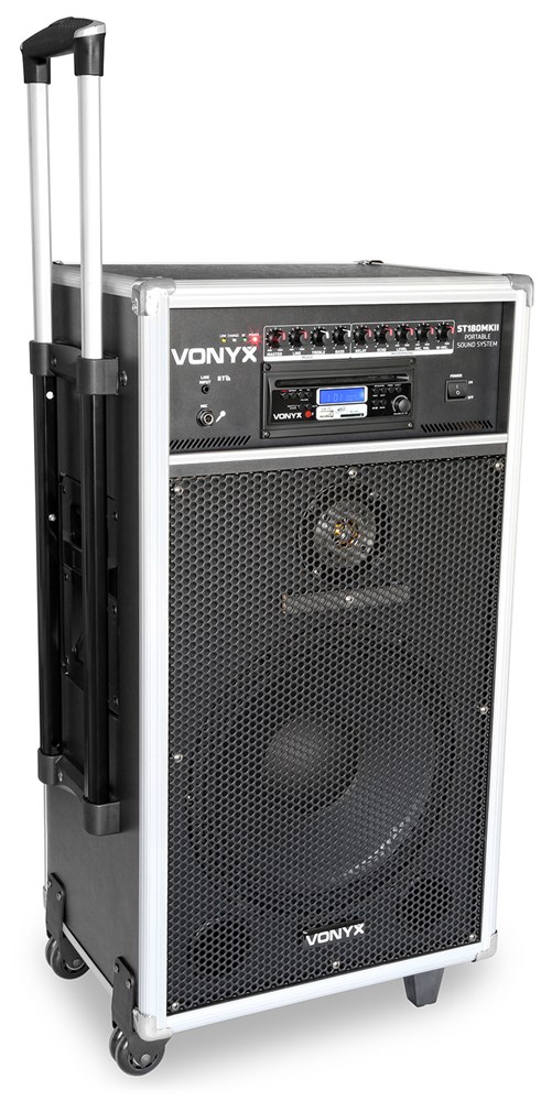Vonyx ST180, mobilní 12" karaoke zvukový systém, 450W, CD/MP3/SD/USB/BT, 2x UHF