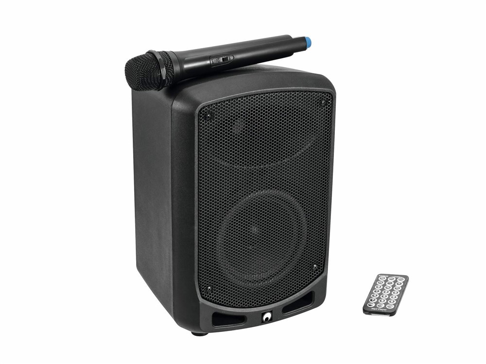 Omnitronic WAMS-65BT, bezdrátový PA system, UHF mikrofon, MP3, BT, IR, AKU, 60W