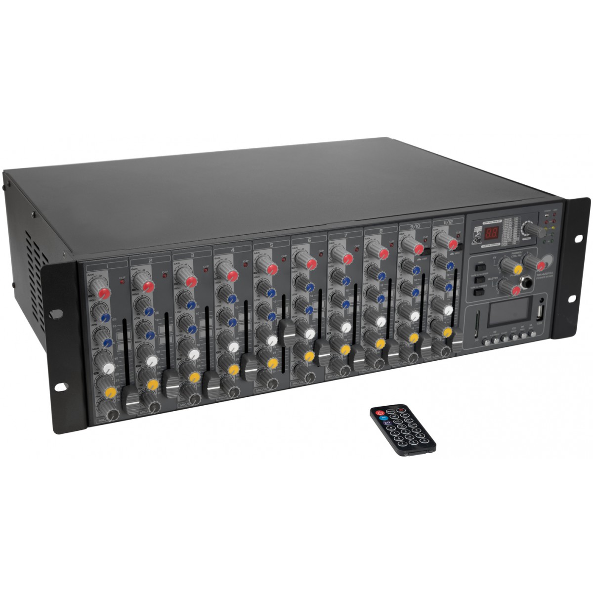 Fotografie OMNITRONIC RM-1422FXA USB Rack Power Mixer