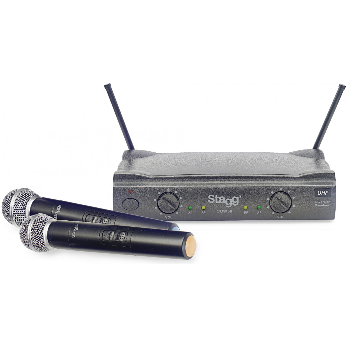 Stagg SUW 50 MM EG, UHF mikrofonní set 2 kanálový, 2x ruční mikrofon
