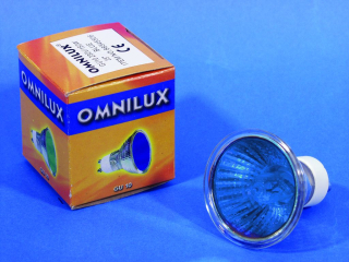 Halogenová lampa 230V/35W GU-10 25° Omnilux, modrá