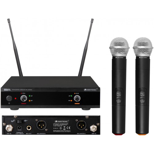Omnitronic UHF-E2, 2-kanálový bezdrátový mikrofonní set 823.6/826.1 MHz
