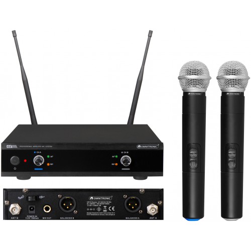 Omnitronic UHF-E2, 2-kanálový bezdrátový mikrofonní set 527.5/529.7 MHz