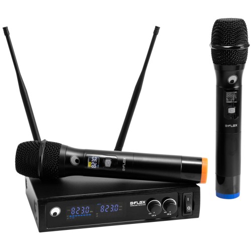 Omnitronic UHF E-FLEX 2, 2-kanálový bezdrátový mikrofonní set 823-832/863-865 MHz