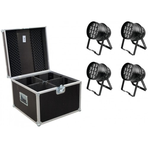 Eurolite Set 4x LED PAR-64 HCL 12x10W bk + Case PRO