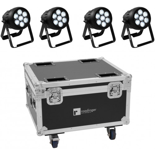 Eurolite set 4x AKKU IP PAR 7 QCL WDMX + přepravní skříň s nabíjením