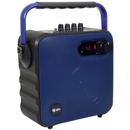 QTX QX05PA-BLU, přenosný 5,25" zvukový systém MP3/BT/TF/USB/VHF/FM, modrý