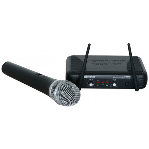 Skytec UHF mikrofonní set 2 kanálový, 1x ruční mikrofon, 1x náhlavní mikrofon