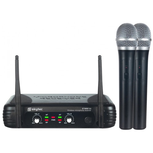 Skytec UHF mikrofonní set 2 kanálový, 2x ruční mikrofon