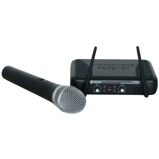 Skytec mikrofonní set UHF, 2 kanálový, 1x ruční mikrofon, 1x heads