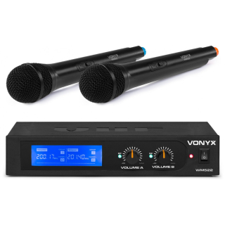 Vonyx WM522, 2-kanálový VHF mikrofonní set, 2x ruční mikrofon